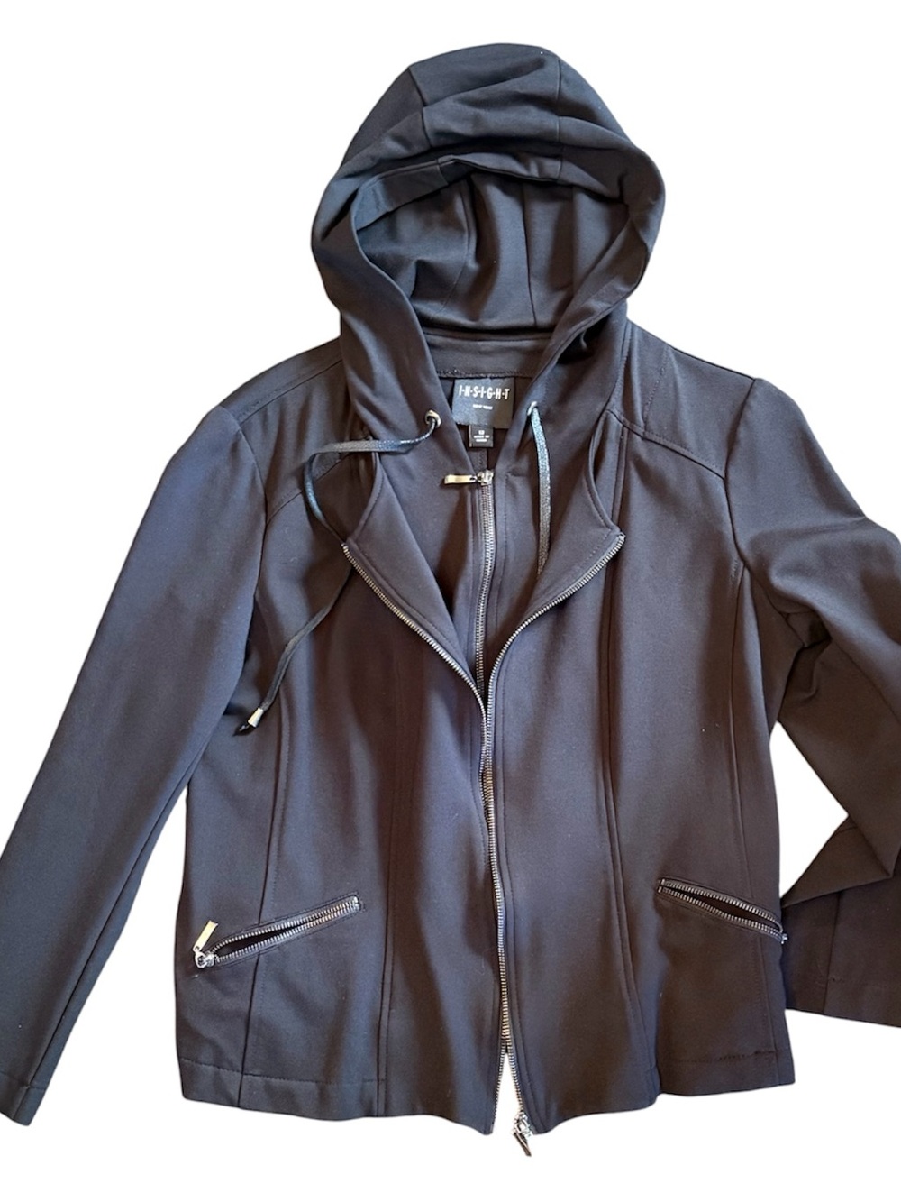 Insight Black Hooded Zip-Front Jacket
